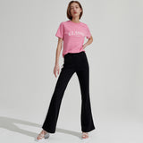 Two-tone Semi boots cut Trackpants [Black] (6679673438326)