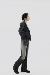 サンディンググレーブーツカットデニムパンツ/no.3015 Sanding Gray Bootcut Denim Pants