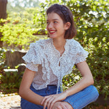 フリルウィングリボンブラウス / Frill Wing Ribbon Blouse (DOT)