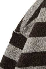 ストライプカラーカーディガンシャツ/Striped collar cardigan shirt C7 Oatmeal&Brown