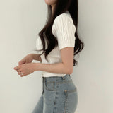 Buttoned Front Crop Knit Cardigan