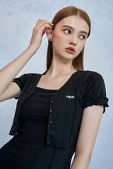 HIDE Lettuce Edge Cardigan Top (Black) (6570973233270)