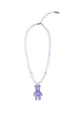 Purple teddy bear necklace