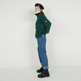 FLEECE COLLAR HALF ZIP CREW_olive (6640103424118)