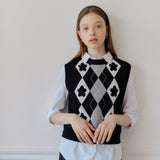 FLOWER JACQUARD VEST_BLACK (6600100446326)