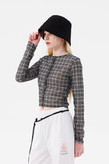 スモールチェリーシースルーパターンカーディガン / SMALL CHERRY SEE THROUGH PATTERN CARDIGAN [BROWN]