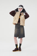 ドゥードゥルチェリーサークルロゴダウンベスト／DOODLE CHERRY CIRCLE LOGO PADDING VEST [BEIGE]