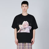 ベイビーフェイスベアドールハグ半袖Tシャツ BLACK