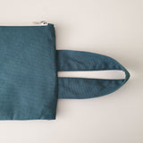 Oxford simple line strap pouch - teal blue