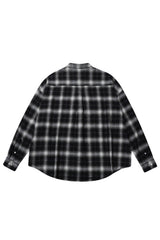  ROUNDED COLLAR CHECK SHIRT_BLACK