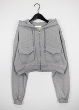 ポケットクロップフードジップアップ / Pocket Crop Hood Zip Up (3color)