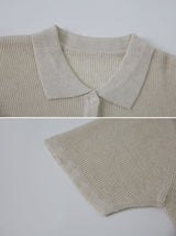 Dry Touch Collar Short Sleeve Knit Cardigan (4color)
