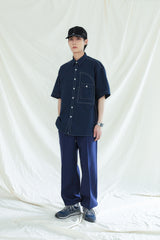 UTILITY CURVED POCKET OXFORD 1/2 SHIRT NAVY (6561040367734)
