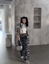 Camouflage Lettering Jogger Pants