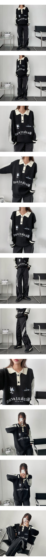 Duns Thick Boxy Coloring Collar Knitwear