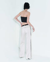 [REORDER] Pleated Logo-Tape Trousers _ White