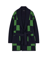 CHECKERBOARD ROBE CARDIGAN NAVY (6613774139510)
