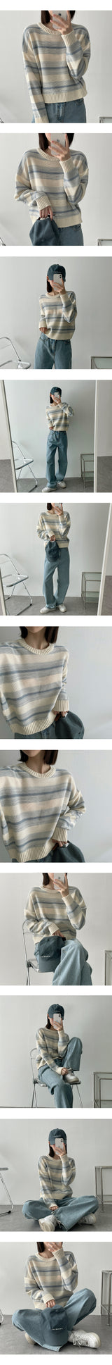 イレギュラーミックスラウンドニットウェア / Irregular Mix Round Knitwear