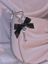 Black Ribbon Heart Key Keyring