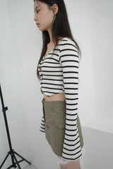 リーズクロップストライプカーディガン / Leeds Crop Stripe CD (2 colors)