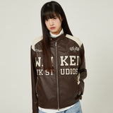 Single rider artificial leather jacket