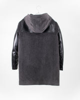 フェイクファーアンドレザーダッフルコート/Faux Fur and Leather Duffle Coat