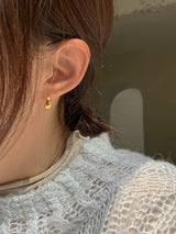 [92.5silver] bulky drop one-touch earrings (gold)