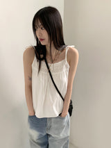 ルービヴィンテージレース刺繍ボタンリネンビスチェキャミソール / Roubi Vintage Lace Embroidered Button Linen Bustier Sleeveless