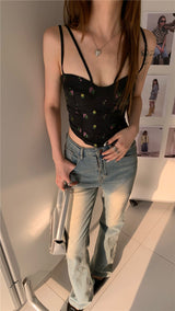 satin bustier strap top