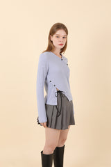VネックスリットTシャツ