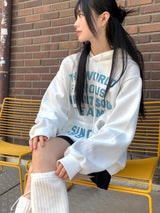 [Brushed lining] world lettering overfit hooded t-shirt