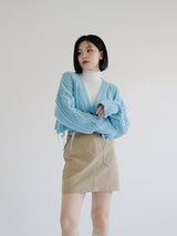ダメージクロップニットカーディガン/Damage Crop Knit Cardigan (3color)