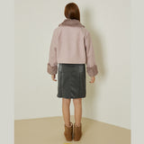 ポッシュショートコート / Posh short coat (pink gray)