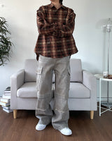 Sand Washed cargo cut denim pants