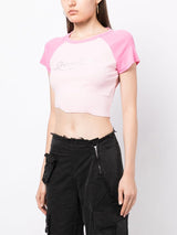 ロゴクリスタルエンベリッシュドローカットTシャツ