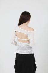 バックスリットクロップスリーブレス / Back Slit Crop Sleeveless White