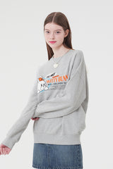 ウィティーバニーワーディングドロップスウェットシャツ／WITTY BUNNY WORDING DROP SWEATSHIRT [MELANGE GRAY]