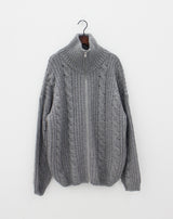 ケーブルハイネックジップアップカーディガン / Cable high neck zip-up cardigan (6color)