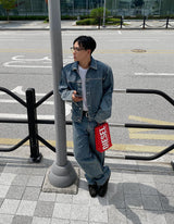 No.0346 G washed set straight denim PT