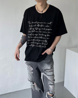 パピラスレタリングUネックショートスリーブTシャツ / OWN Papyrus Lettering U-neck Short-sleeved T-shirt (3 colors)
