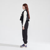 トグルボタンエコファームートンショートベスト/TOGGLE BUTTON ECO FUR MUSTANG SHORT VEST_BLACK
