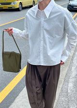 Minimal Big collar cropped shirt (Unisex)