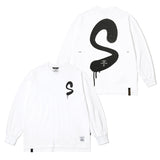 22 SPRAY OVERSIZED LONG SLEEVES T-SHIRTS WHITE / BLACK (6685267591286)
