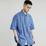 フロントシームウォッシュドデニムシャツ / FRONT SEAM WASHED DENIM SHIRT LIGHTBLUE