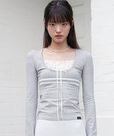 レースリボントップ (GRAY)