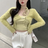 Green Cardigan Top Set (6686020272246)