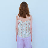 レースストラップノースリーブトップ (ウォールペーパー) / LACE STRAP SLEEVELESS TOP, BEIGE (WALL PAPAER)