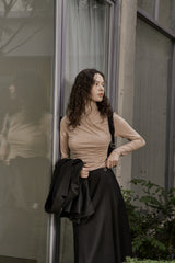 ドレープジャージートップス/DRAPE JERSEY TOP_BEIGE