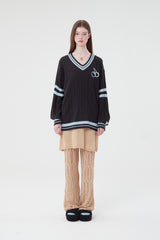 ミドルチェリーVネックニット／MIDDLE CHERRY V-NECK KNIT [CHARCOAL]