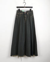 Elder Pintuck Pleated Long Denim Skirt